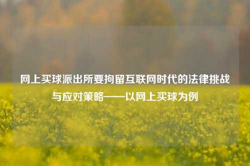 网上买球派出所要拘留互联网时代的法律挑战与应对策略——以网上买球为例