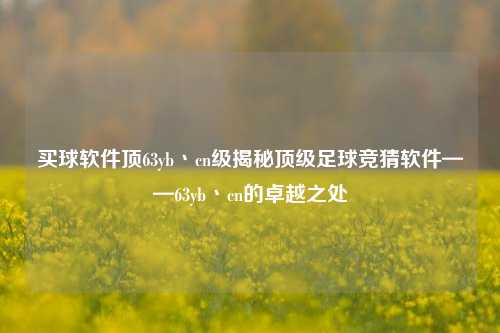 买球软件顶63yb丶cn级揭秘顶级足球竞猜软件——63yb丶cn的卓越之处