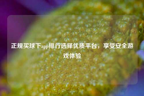 正规买球下app排行选择优质平台，享受安全游戏体验