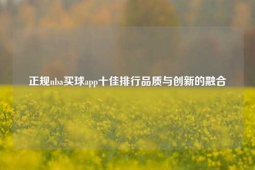 正规nba买球app十佳排行品质与创新的融合