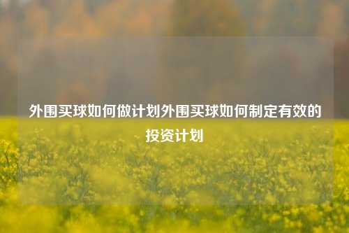 外围买球如何做计划外围买球如何制定有效的投资计划