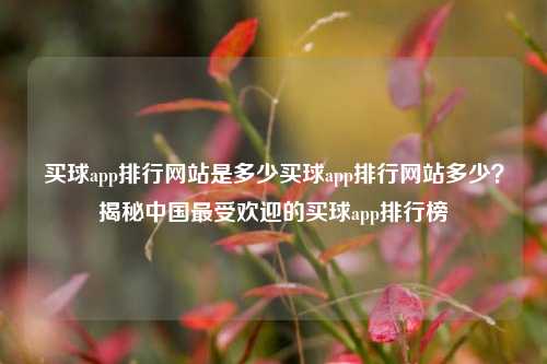 买球app排行网站是多少买球app排行网站多少？揭秘中国最受欢迎的买球app排行榜