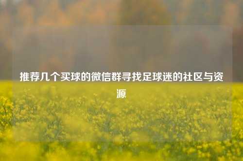 推荐几个买球的微信群寻找足球迷的社区与资源