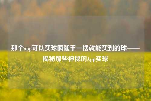 那个app可以买球啊随手一搜就能买到的球——揭秘那些神秘的App买球