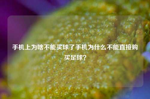 手机上为啥不能买球了手机为什么不能直接购买足球？