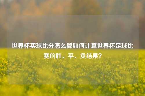 世界杯买球比分怎么算如何计算世界杯足球比赛的胜、平、负结果？