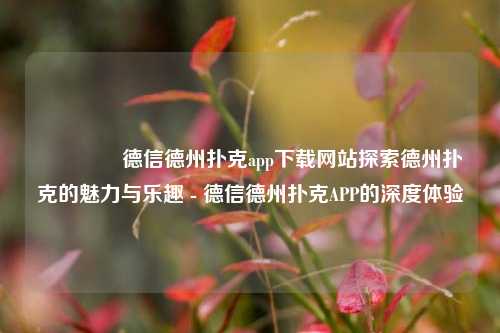 👉德信德州扑克app下载网站探索德州扑克的魅力与乐趣 - 德信德州扑克APP的深度体验