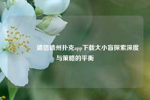 🥇德信德州扑克app下载大小盲探索深度与策略的平衡