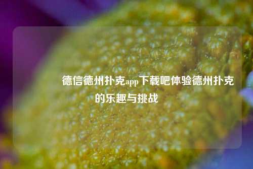🥉德信德州扑克app下载吧体验德州扑克的乐趣与挑战