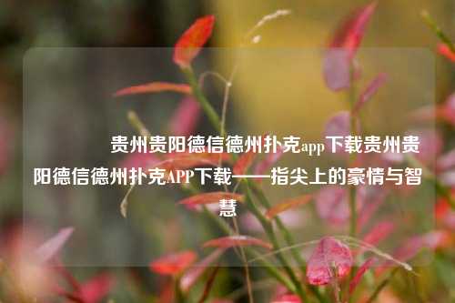 👉贵州贵阳德信德州扑克app下载贵州贵阳德信德州扑克APP下载——指尖上的豪情与智慧