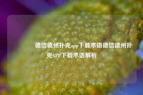 👉德信德州扑克app下载术语德信德州扑克APP下载术语解析