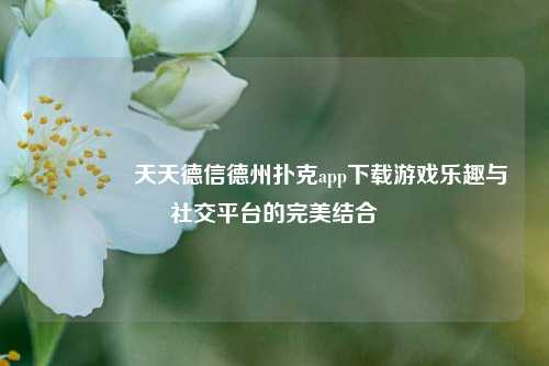🏆天天德信德州扑克app下载游戏乐趣与社交平台的完美结合