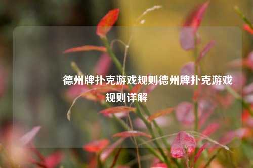 🏅德州牌扑克游戏规则德州牌扑克游戏规则详解