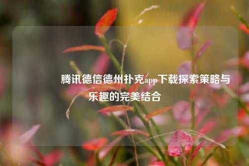 🏅腾讯德信德州扑克app下载探索策略与乐趣的完美结合