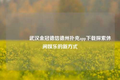 🏆武汉金冠德信德州扑克app下载探索休闲娱乐的新方式