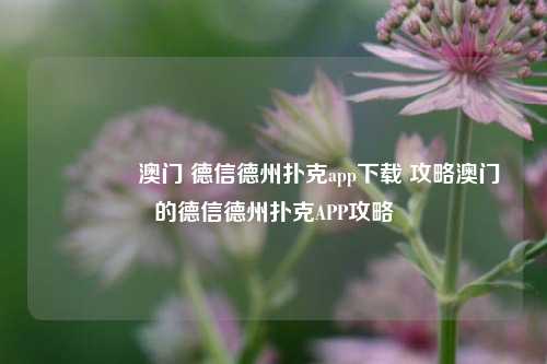 👈澳门 德信德州扑克app下载 攻略澳门的德信德州扑克APP攻略