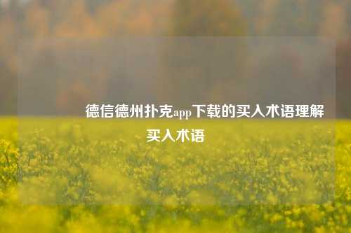 👍德信德州扑克app下载的买入术语理解买入术语