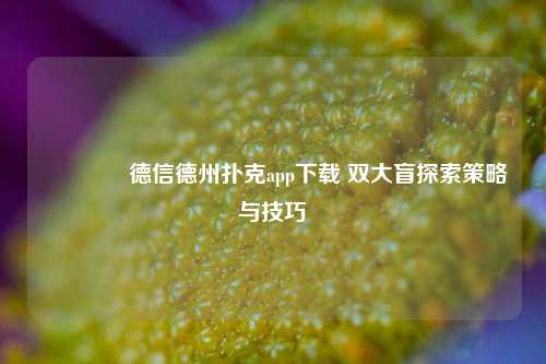🥉德信德州扑克app下载 双大盲探索策略与技巧