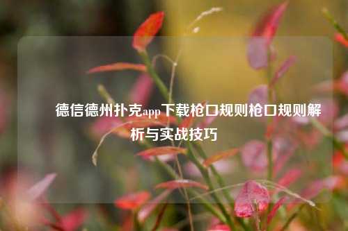 ✌️德信德州扑克app下载枪口规则枪口规则解析与实战技巧