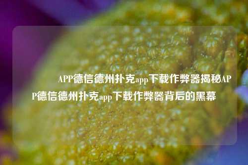🏆APP德信德州扑克app下载作弊器揭秘APP德信德州扑克app下载作弊器背后的黑幕