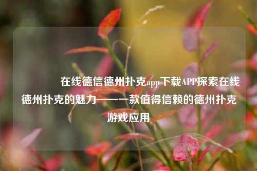 🥇在线德信德州扑克app下载APP探索在线德州扑克的魅力——一款值得信赖的德州扑克游戏应用