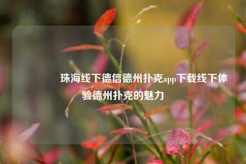 👉珠海线下德信德州扑克app下载线下体验德州扑克的魅力