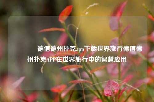 🥇德信德州扑克app下载世界旅行德信德州扑克APP在世界旅行中的智慧应用