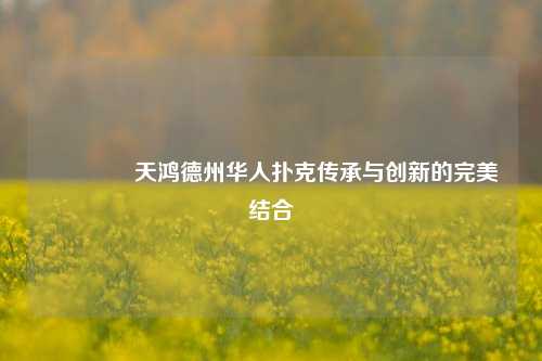 🥇天鸿德州华人扑克传承与创新的完美结合