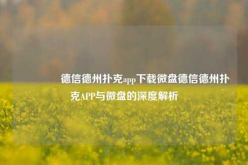 🌈德信德州扑克app下载微盘德信德州扑克APP与微盘的深度解析