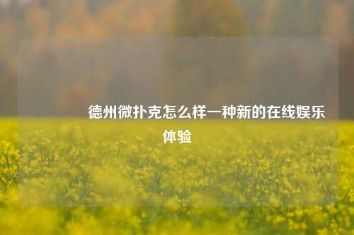 🥇德州微扑克怎么样一种新的在线娱乐体验