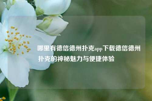 👈哪里有德信德州扑克app下载德信德州扑克的神秘魅力与便捷体验