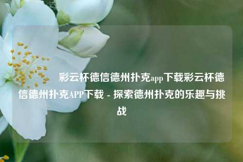 🌈彩云杯德信德州扑克app下载彩云杯德信德州扑克APP下载 - 探索德州扑克的乐趣与挑战
