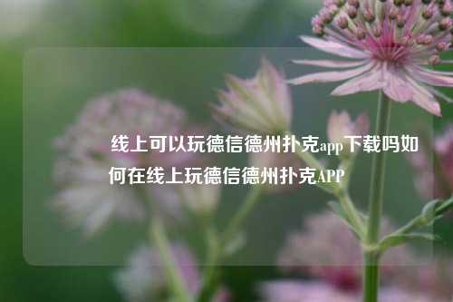 🏅线上可以玩德信德州扑克app下载吗如何在线上玩德信德州扑克APP