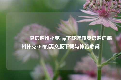 🥈德信德州扑克app下载牌面英语德信德州扑克APP的英文版下载与体验心得