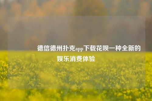 🏅德信德州扑克app下载花呗一种全新的娱乐消费体验
