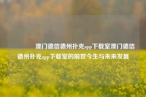 🏅澳门德信德州扑克app下载室澳门德信德州扑克app下载室的前世今生与未来发展