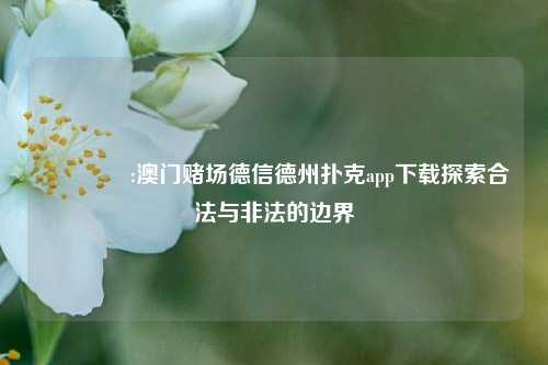 👉:澳门赌场德信德州扑克app下载探索合法与非法的边界