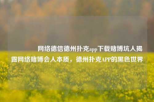 🥉网络德信德州扑克app下载赌博坑人揭露网络赌博会人本质，德州扑克APP的黑色世界