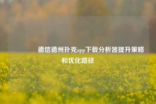 👍德信德州扑克app下载分析器提升策略和优化路径