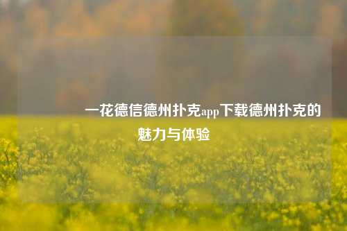 🏆一花德信德州扑克app下载德州扑克的魅力与体验