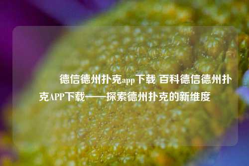 👍德信德州扑克app下载 百科德信德州扑克APP下载——探索德州扑克的新维度