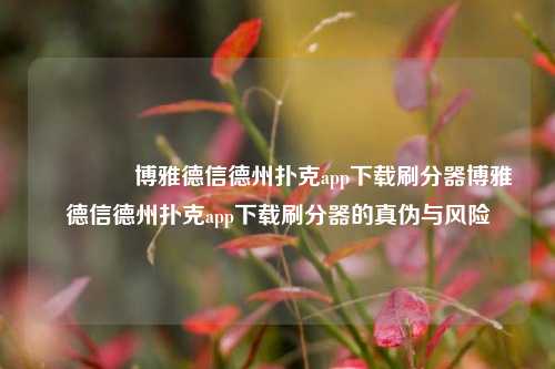 👍博雅德信德州扑克app下载刷分器博雅德信德州扑克app下载刷分器的真伪与风险
