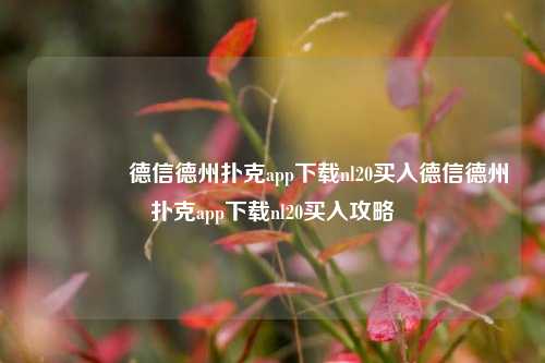 🏆德信德州扑克app下载nl20买入德信德州扑克app下载nl20买入攻略