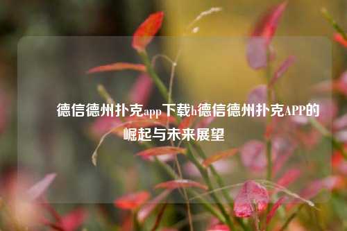✌️德信德州扑克app下载h德信德州扑克APP的崛起与未来展望