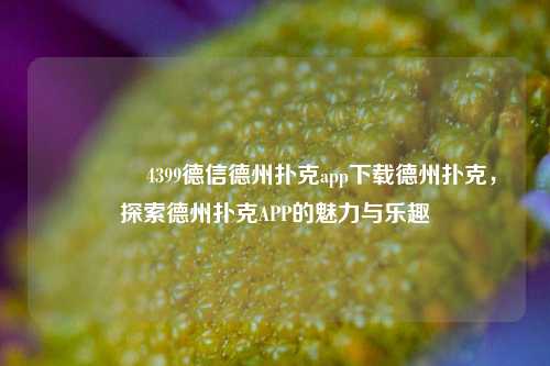 🌈4399德信德州扑克app下载德州扑克，探索德州扑克APP的魅力与乐趣