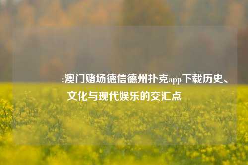 👈:澳门赌场德信德州扑克app下载历史、文化与现代娱乐的交汇点