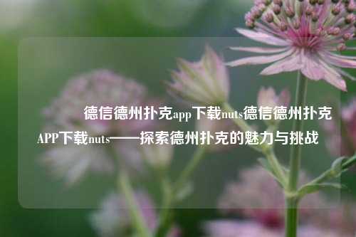 👉德信德州扑克app下载nuts德信德州扑克APP下载nuts——探索德州扑克的魅力与挑战