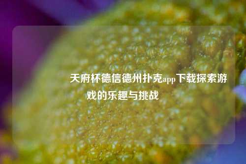 🎖️天府杯德信德州扑克app下载探索游戏的乐趣与挑战