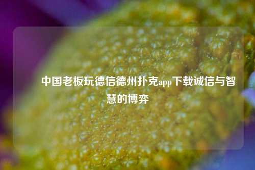 ✌️中国老板玩德信德州扑克app下载诚信与智慧的博弈