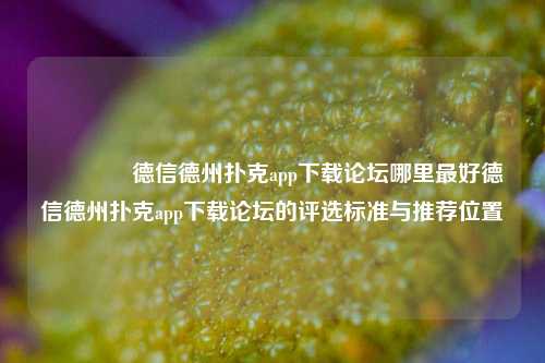 🌈德信德州扑克app下载论坛哪里最好德信德州扑克app下载论坛的评选标准与推荐位置
